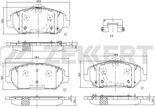 Zekkert BS-1236 - Тормозные колодки, дисковые, комплект avtokuzovplus.com.ua