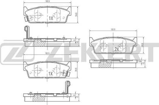 Zekkert BS-1262 - Тормозные колодки, дисковые, комплект autodnr.net