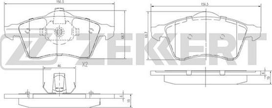 Zekkert BS-1282 - Тормозные колодки, дисковые, комплект avtokuzovplus.com.ua