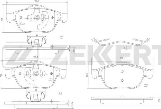 Zekkert BS-1318 - Тормозные колодки, дисковые, комплект avtokuzovplus.com.ua