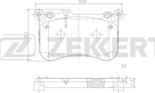 Zekkert BS-1338 - Гальмівні колодки, дискові гальма autocars.com.ua