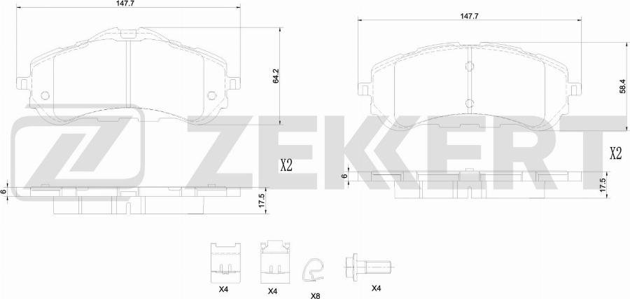 Zekkert BS-1344 - Тормозные колодки, дисковые, комплект avtokuzovplus.com.ua