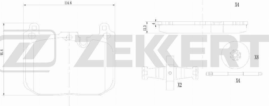 Zekkert BS-1349 - Тормозные колодки, дисковые, комплект avtokuzovplus.com.ua