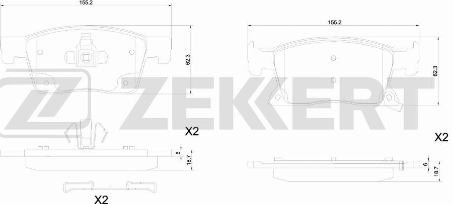 Zekkert BS-1352 - Тормозные колодки, дисковые, комплект avtokuzovplus.com.ua