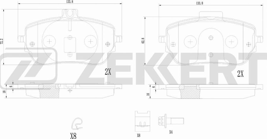 Zekkert BS-1357 - Тормозные колодки, дисковые, комплект avtokuzovplus.com.ua