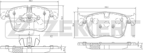 Zekkert BS-1476 - Тормозные колодки, дисковые, комплект avtokuzovplus.com.ua