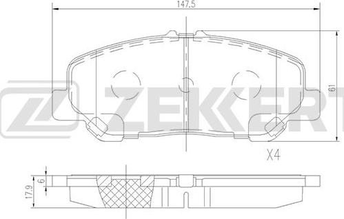 Zekkert BS-1513 - Тормозные колодки, дисковые, комплект avtokuzovplus.com.ua