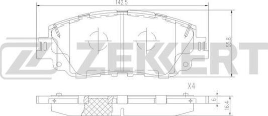 Zekkert BS-1529 - Гальмівні колодки, дискові гальма autocars.com.ua