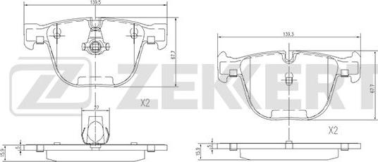 Zekkert BS-1582 - Тормозные колодки, дисковые, комплект avtokuzovplus.com.ua