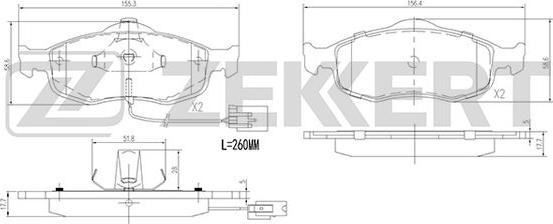 Zekkert BS-1620 - Тормозные колодки, дисковые, комплект avtokuzovplus.com.ua