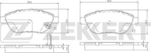 Zekkert BS-1688 - Гальмівні колодки, дискові гальма autocars.com.ua