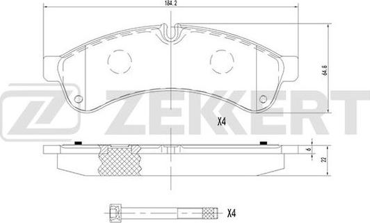 Zekkert BS-1689 - Гальмівні колодки, дискові гальма autocars.com.ua