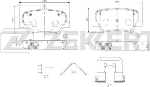 Zekkert BS-1843 - Тормозные колодки, дисковые, комплект autodnr.net