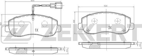 Zekkert BS-1951 - Тормозные колодки, дисковые, комплект avtokuzovplus.com.ua