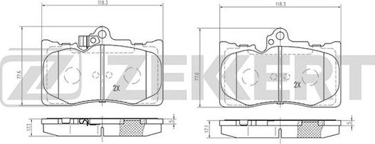 Zekkert BS-2082 - Тормозные колодки, дисковые, комплект avtokuzovplus.com.ua