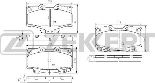 Zekkert BS-2089 - Тормозные колодки, дисковые, комплект avtokuzovplus.com.ua