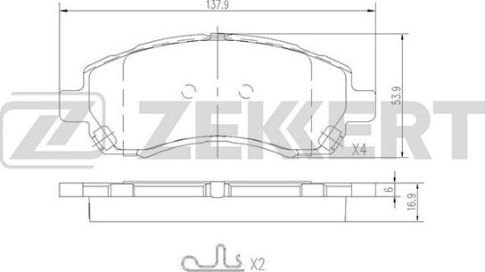 Zekkert BS-2134 - Колодки торм. диск. передн. Subaru Impreza GD GG GF GM 96-  Legacy BD BG BK BH 96- autodnr.net
