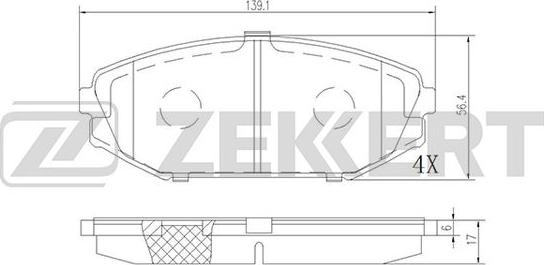 Zekkert BS-2167 - Тормозные колодки, дисковые, комплект avtokuzovplus.com.ua