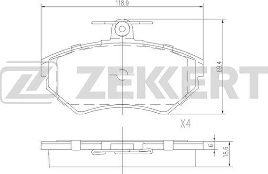 Zekkert BS-2387 - Гальмівні колодки, дискові гальма autocars.com.ua