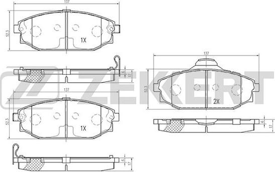 Zekkert BS-2440 - Тормозные колодки, дисковые, комплект avtokuzovplus.com.ua