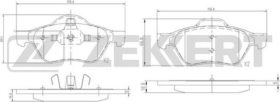Zekkert BS-2488 - Колодки торм. диск. передн. Renault Laguna II 01-  Laguna III 07-  Wind 10- autodnr.net