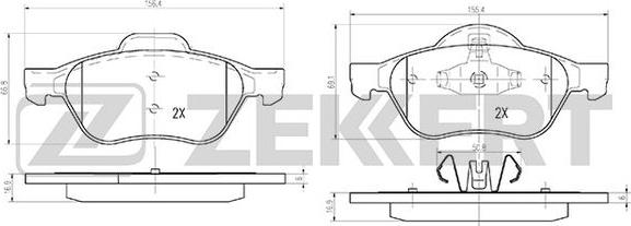 Zekkert BS-2514 - Тормозные колодки, дисковые, комплект autodnr.net