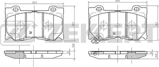 Zekkert BS-2517 - Тормозные колодки, дисковые, комплект avtokuzovplus.com.ua