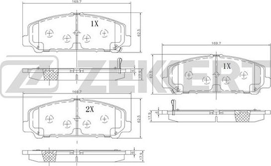 Zekkert BS-2520 - Тормозные колодки, дисковые, комплект avtokuzovplus.com.ua