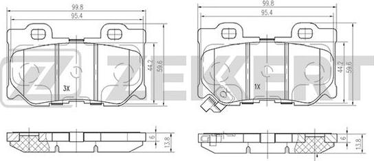 Zekkert BS-2525 - Гальмівні колодки, дискові гальма autocars.com.ua