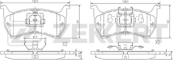 Zekkert BS-2527 - Гальмівні колодки, дискові гальма autocars.com.ua