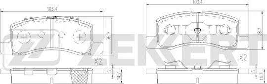 Zekkert BS-2629 - Тормозные колодки, дисковые, комплект avtokuzovplus.com.ua