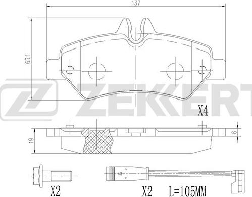 Zekkert BS-2791 - Тормозные колодки, дисковые, комплект avtokuzovplus.com.ua