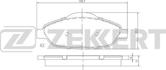 Zekkert BS-2825 - Колодки торм. диск. передн. Peugeot 3008 09-  Peugeot 308 07- autodnr.net