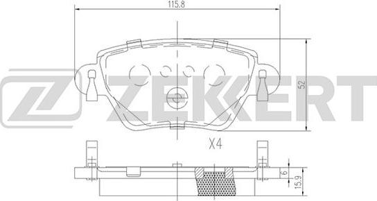 Zekkert BS-2838 - Тормозные колодки, дисковые, комплект avtokuzovplus.com.ua