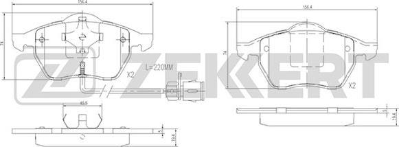 Zekkert BS-2847 - Колодки торм. диск. передн. с датчиком Ford Galaxy I-II 95-  Seat Alhambra 96-  VW Sharan 95- autodnr.net