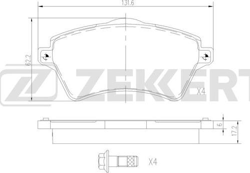 Zekkert BS-2916 - Гальмівні колодки, дискові гальма autocars.com.ua