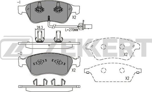 Zekkert BS-2928 - Тормозные колодки, дисковые, комплект avtokuzovplus.com.ua