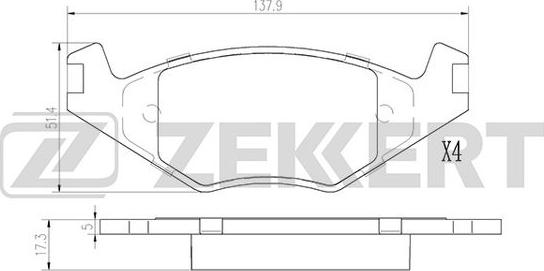 Zekkert BS-2986 - Тормозные колодки, дисковые, комплект avtokuzovplus.com.ua