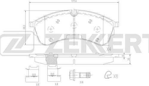 Zekkert BS-3072 - Гальмівні колодки, дискові гальма autocars.com.ua