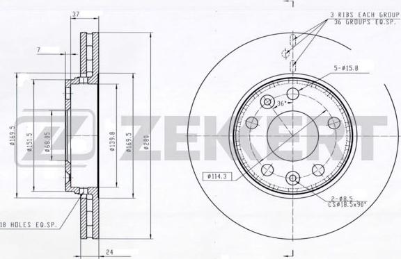 Zekkert BS-5001 - Тормозной диск avtokuzovplus.com.ua