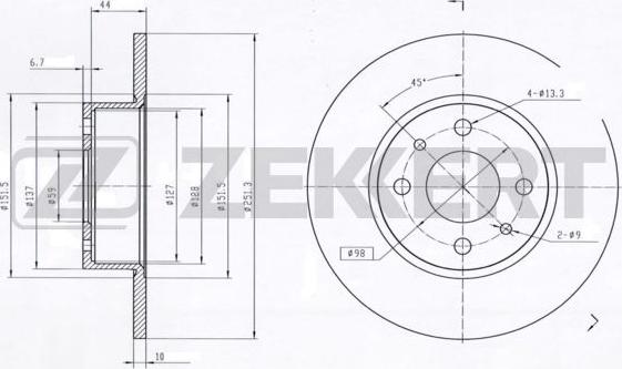 Zekkert BS-5013 - Гальмівний диск autocars.com.ua