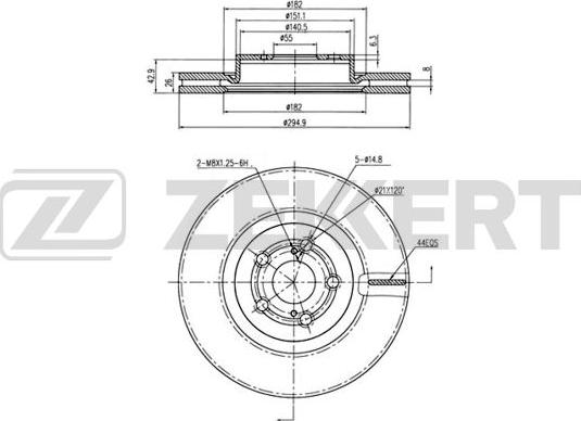 Zekkert BS-5015B - Тормозной диск avtokuzovplus.com.ua