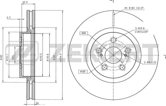 Zekkert BS-5015 - Тормозной диск avtokuzovplus.com.ua