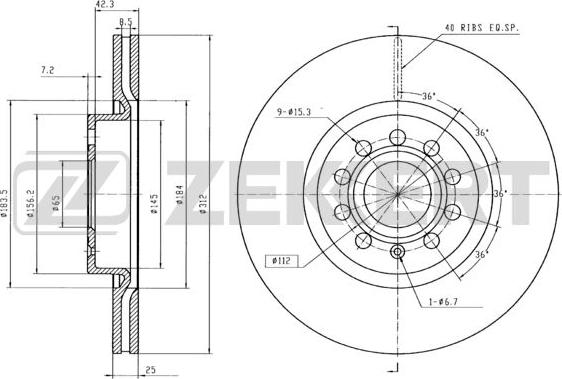 Zekkert BS-5016B - Тормозной диск avtokuzovplus.com.ua