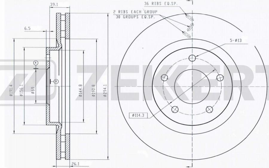 Zekkert BS-5023B - Тормозной диск autodnr.net