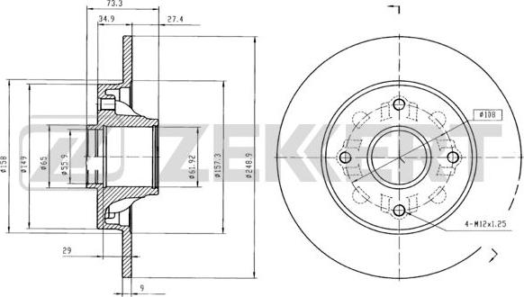 Zekkert BS-5025BZ - Тормозной диск avtokuzovplus.com.ua