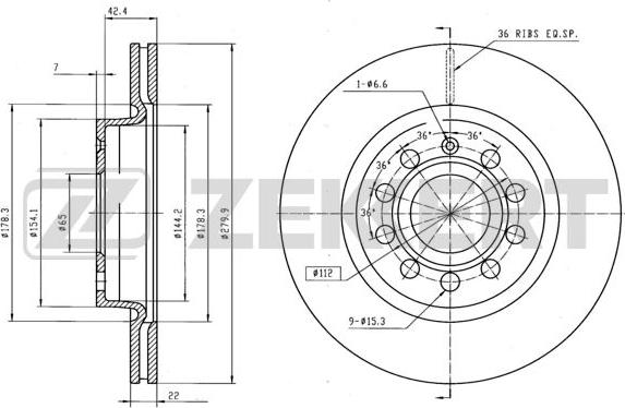 Zekkert BS-5041B - Тормозной диск avtokuzovplus.com.ua