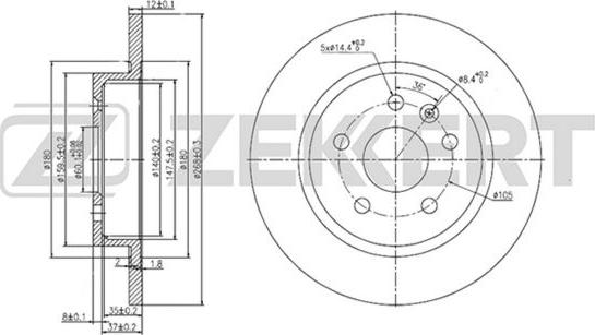 Zekkert BS-5052 - Тормозной диск avtokuzovplus.com.ua