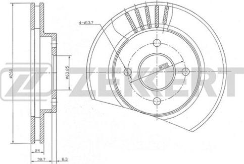 Zekkert BS-5057 - Тормозной диск avtokuzovplus.com.ua