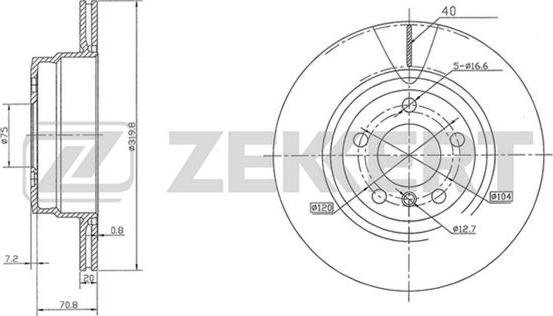 Zekkert BS-5073 - Тормозной диск avtokuzovplus.com.ua